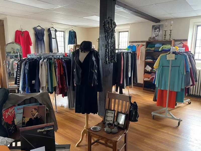 Clothing racks in the thrift shop