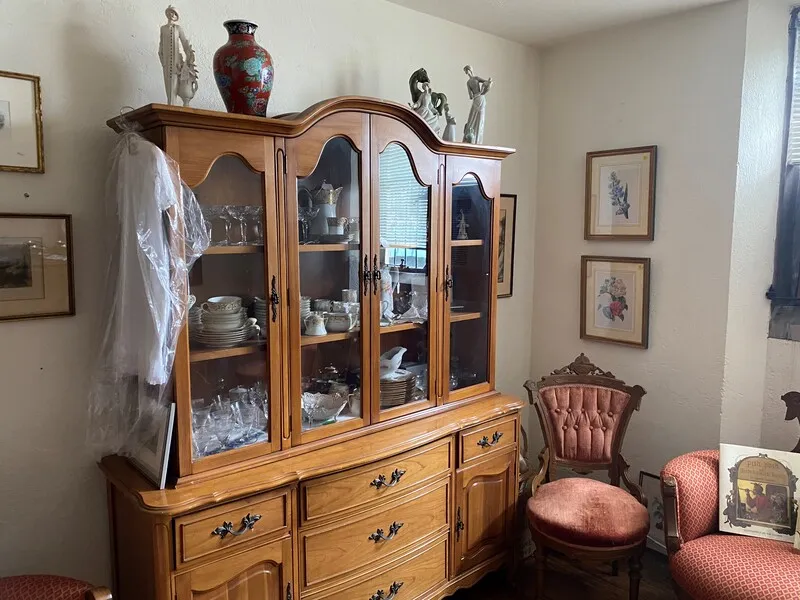 Shelves of housewares and gifts in the thrift shop